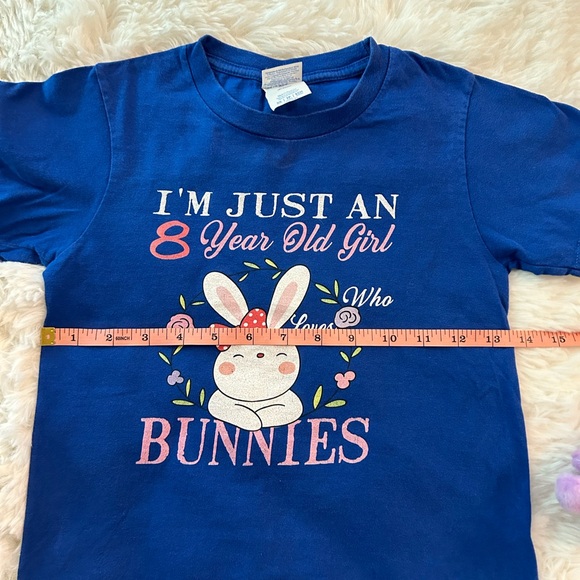 Just an 8 year old who loves bunnies shirt. Size XS, royal blue - Picture 5 of 9